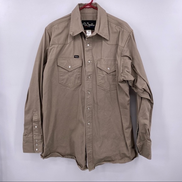 Walls Workwear Khaki Snap Front Men's Size 17.5 X-Long - Picture 1 of 7